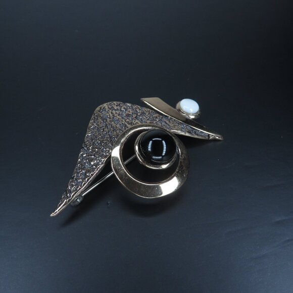 Gold Pin with Black and White Stone Accents - Picture 4 of 6